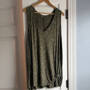 Lane Bryant Olive Patterned Tank Top